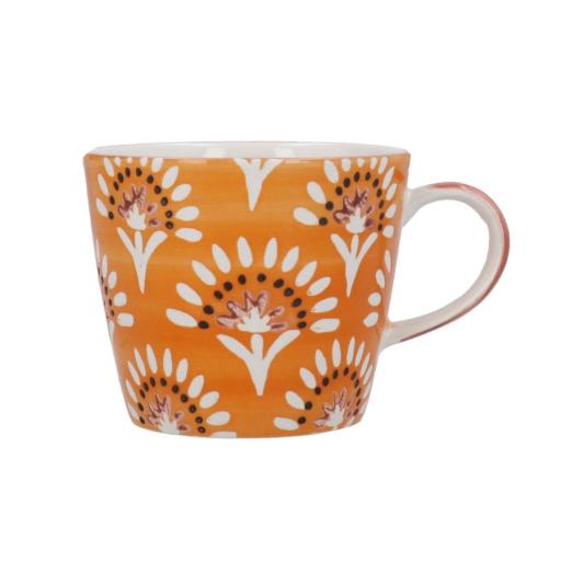 ORANGE FAN FLOWER STONEWARE MUG