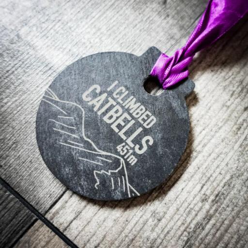 CATBELLS SLATE MEDAL ON PURPLE RIBBON