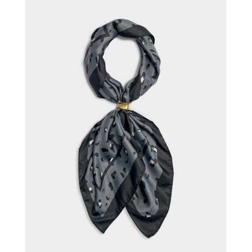 Satin Multi Way Scarf Small Leopard Navy Black Light Blue.jpg