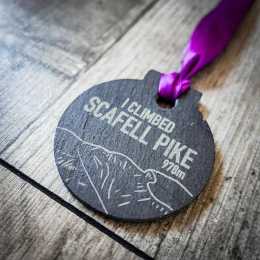 SCAFELL SLATE MEDAL ON PURPLE RIBBON