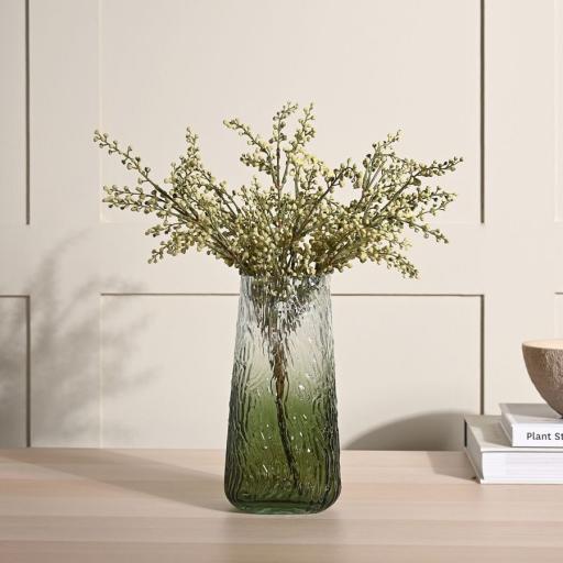 OMBRE GREEN AND CLEAR VASE, 23 CM