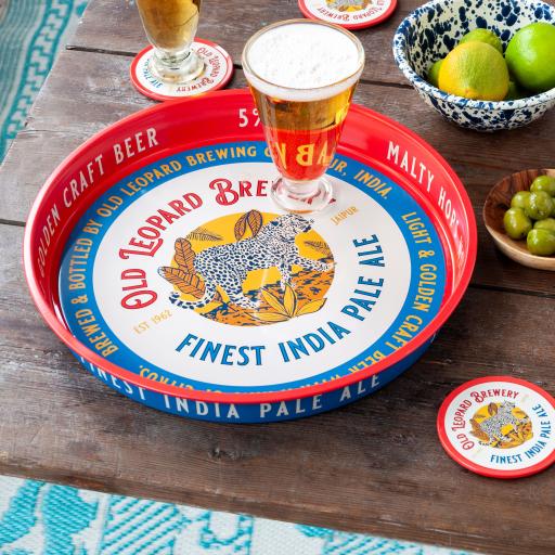 ROUND METAL SERVING TRAY, CERVEZA ESPANOLA