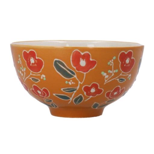 GISELA GRAHAM ORANGE FLORAL STONEWARE BOWL