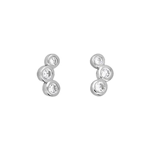 Azendi Silver and Cubic Zircona Triple Circle Studs