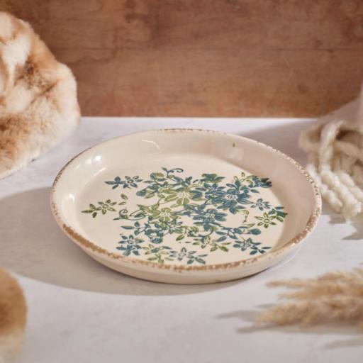 Stoneware Ceramic Green Floral Tray.jpg