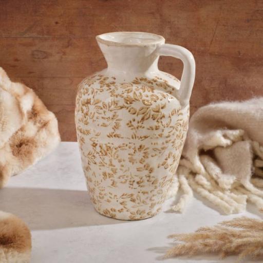 Stoneware Crackle Effect Brown Flower Jug.jpg