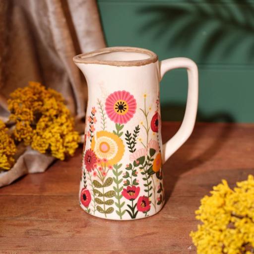 FLORAL LUXE DECORATIVE JUG WITH FLOWERS