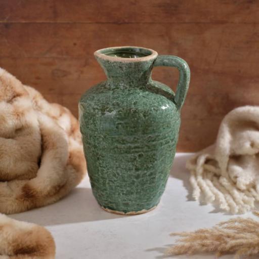 STONEWARE REACTIVE GLAZE GREEN DECORATIVE TALL URN VASE.jpg