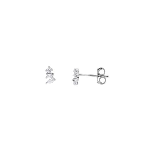 Azendi Silver Triple Cubic Zirconia Studs