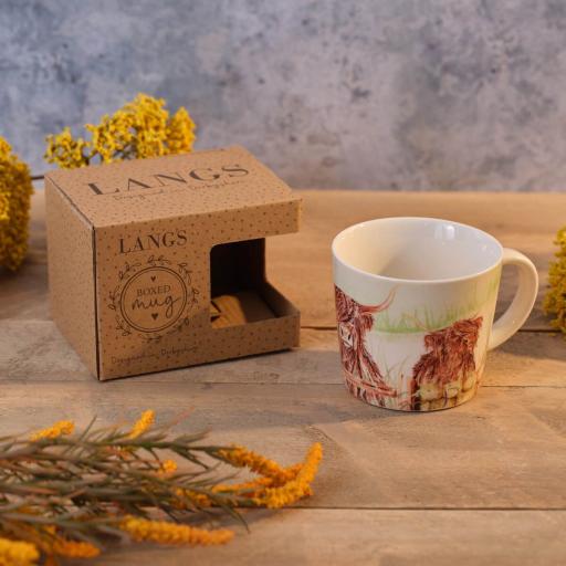 BOXED HIGHLAND COW STONEWARE MUG