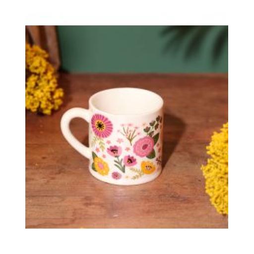 FLORAL LUXE WRAPAROUND PATTERN STONEWARE MUG