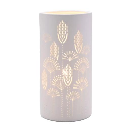 WHITE CERAMIC FLORAL TABLE LAMP