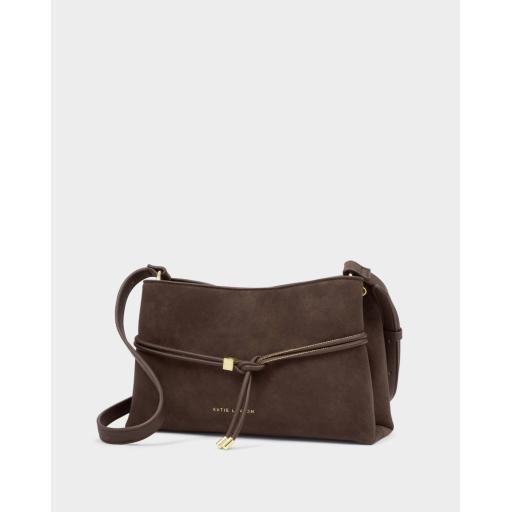 KATIE LOXTON LORI CROSSBODY BAG BITTER CHOCOLATE SUEDETTE