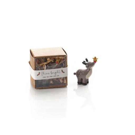 TINY RESIN XMAS REINDEER WITH GIFT BOX